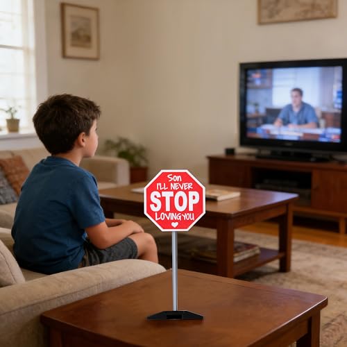 APLUSWER Son I'll Never STOP Loving You Sign - Red Son Desk Plaque Gift from Mom Dad