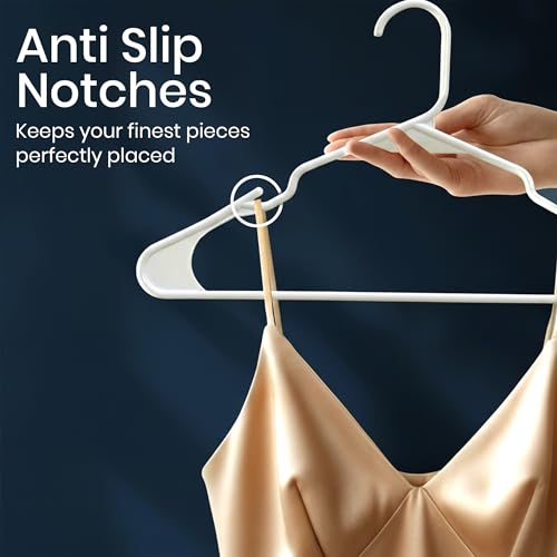 Utopia Home Plastic Hangers 50 Pack - Space Saving Clothes Hangers White