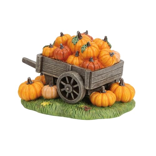 Halloween Harvest Pumpkin Wagon Village Figurine - 3.1 Inch Resin Decor