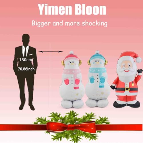 Giant Snowman and Santa Balloon Set - 3 Pcs Christmas Party Balloons with Base