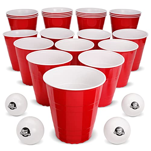 Giant Yard Pong Set - 24 Heavy-Duty 110oz Party Cups and 4 XL Pong Balls