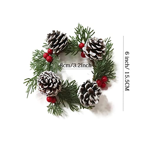 Blue Garlic Christmas Candle Ring - Artificial Red Berry Wreath for Holiday Centerpieces