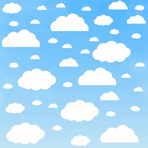 Cloud Wall Decals - 40 Pcs Peel and Stick Removable Wall Stickers for Nursery