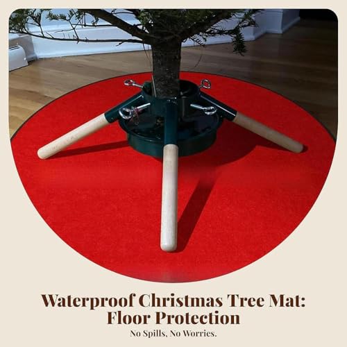 Reversible Christmas Tree Mat Skirt - 76cm Red & Green Round Floor Protector