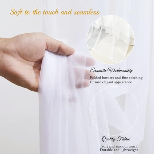 Sheer Canopy Bed Curtains with LED Lights - 2 Panel Princess Canopy Scarf