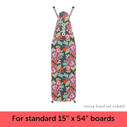 Oliso Floral Cotton Ironing Board Cover & Pad - Fits 15x54 Inch Standard Boards