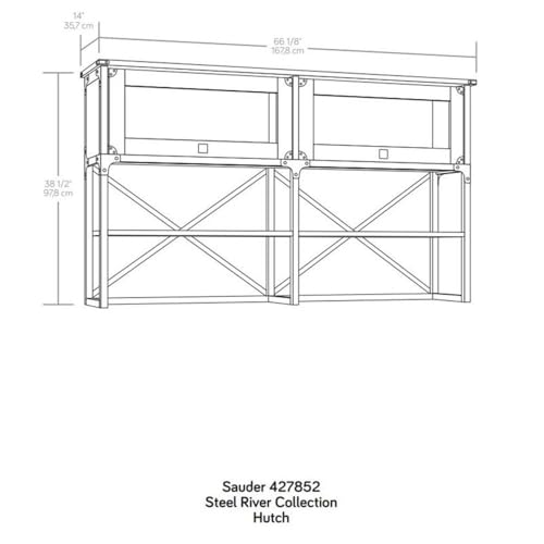 Industrial 66-Inch Office Hutch with Glass Doors and Adjustable Shelves
