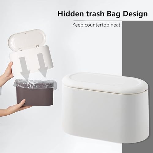 Mini Desk Trash Can with Lid - 0.5 Gal Small Countertop Wastebasket