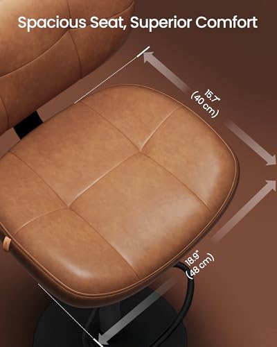 Adjustable Swivel Bar Stools, Set of 2, Faux Leather Counter Height Chairs