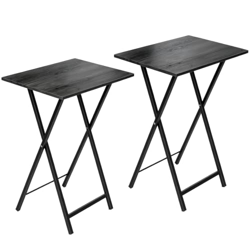 Folding TV Tray Table Set of 2, Portable Snack Side Tables for Small Spaces