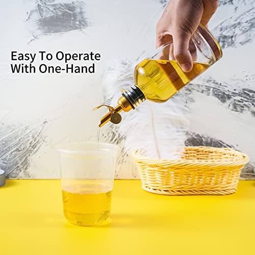 Lubise 4-Pack Stainless Steel Oil & Liquor Dispenser Spouts — Auto-Open Flip Top for Bottles