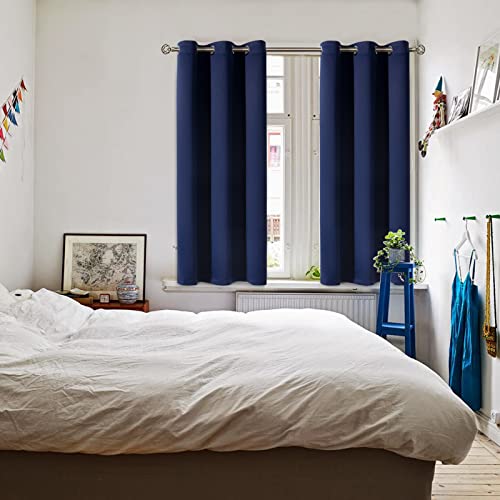 Navy Blue Blackout Curtains - Thermal Insulated Grommet Drapes (Set of 2, 38x54 Inch)