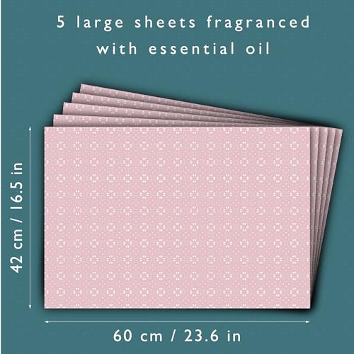 Neroli & Bergamot Scented Drawer Liners, Geometric Pink, 5 Large Sheets