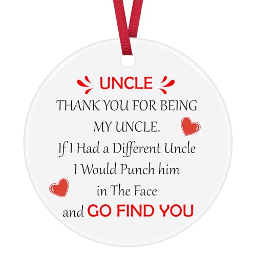 Funny Uncle Christmas Ornament - Gift from Niece & Nephew, Keepsake Ceramic Decor