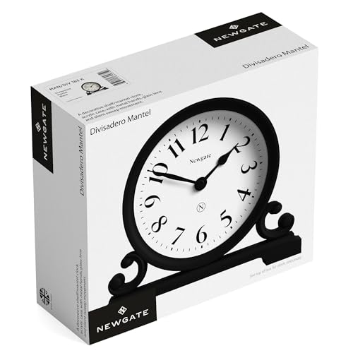 Double Scroll Mantel Clock - Silent Sweep Black Desk & Shelf Clock