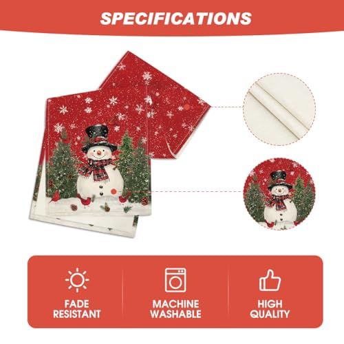 Artoid Mode Snowman Christmas Table Runner 13 x 60 in, Red