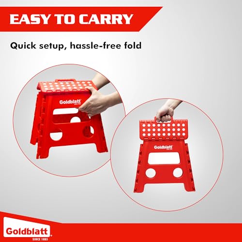 Goldblatt 12.5" Folding Step Stool 2-Pack Red Lightweight Heavy-Duty Plastic