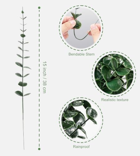 30 Pcs Artificial Eucalyptus Stems – Realistic Green Eucalyptus Leaves, 14.5in Each, DIY Home & Wedding Decor (Variation: Green) – YOGJKI