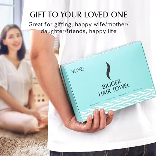 YFONG 3 Pack Large Microfiber Hair Towel Wrap for Women & Kids, Grey, White, Camel