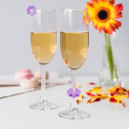 24 Pcs Silicone Wine Glass Charms Reusable Drink Markers for Glasses & Bottles