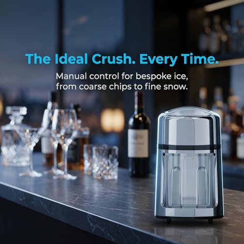 GARUET Manual Ice Crusher with Stainless Steel Blades & Bonus Ice Bucket for Cocktails