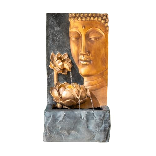 30" Buddha Face Water Fountain with LED Lights - Indoor Outdoor Zen Décor