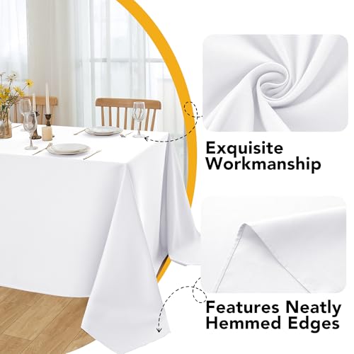 10-Pack White Rectangle Tablecloths, 60 x 102 Inch Washable Polyester