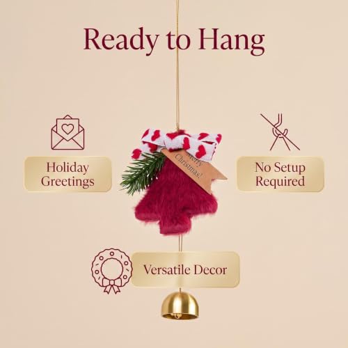 Christmas Hanging Ornaments Set with Jingle Bells and Pinecones - 3 Pieces