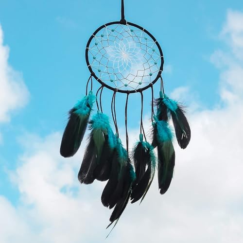 Handmade Blue Feather Dream Catcher Wall Hanging Decor 18-Inch