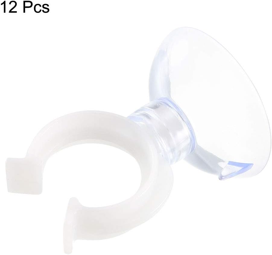 Uxcell Aquarium Suction Cup Clips - Durable Airline Tube Holders for Fish Tanks | Clear 17mm, 12 Pcs