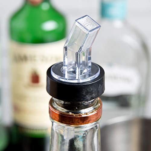 24 Pack Clear Plastic Liquor Bottle Pourer with Screen for Accurate Pours
