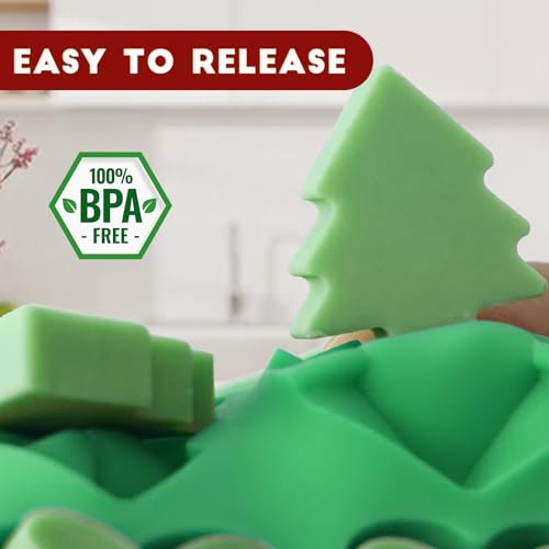 Christmas Mini Candy Molds (2x 76 Cavities) Gingerbread Man & Xmas Tree Silicone Set