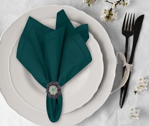 Ruvanti Teal Linen-C cotton Napkins Set of 12 20”x20” - Teal