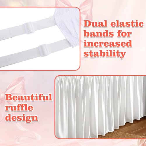 Twin XL Wrap Around Bed Skirt 32 Inch Drop - White Microfiber Dust Ruffle
