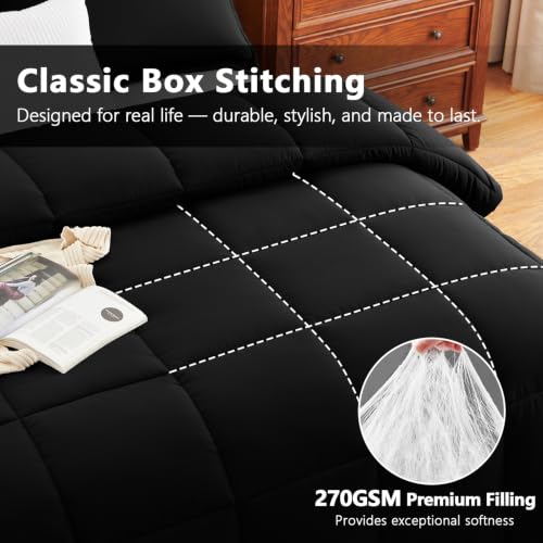 Queen Comforter Set - 3-Piece Box-Stitched Down Alternative Bedding