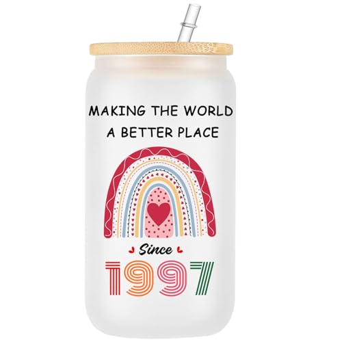 1997-29 Birthday Glass Cup for Women Her Wife Daughter Sister - Frosted Drinking Mug Gift