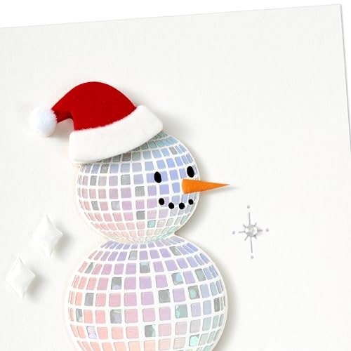 Hallmark Signature Holiday Card with Envelope - Snowman Disco Ball Design