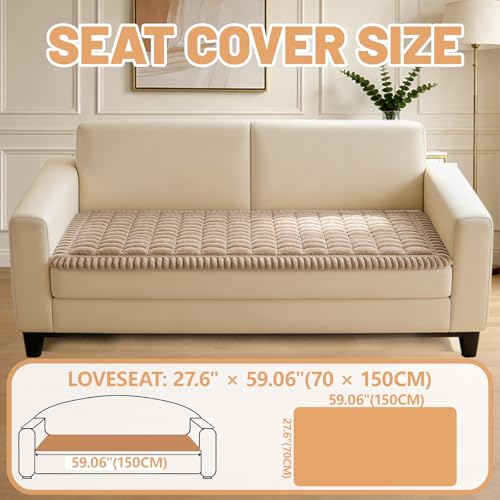 Washable Non-Slip Pet Couch Cover - Fuzzy Sofa Protector Mat (Brown, 27.6"x59")