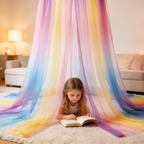Rainbow Princess Bed Canopy - Hanging Dome Mosquito Netting for Beds