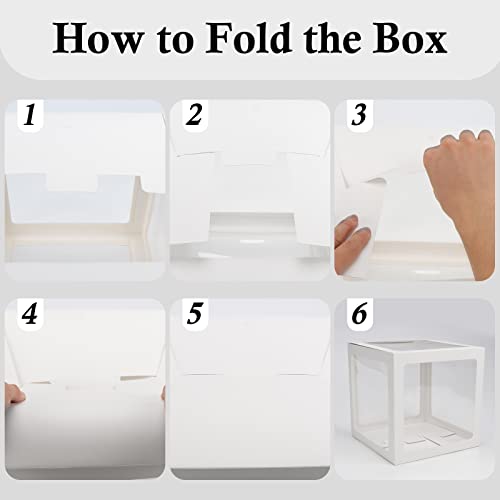 Transparent Baby Shower Balloon Boxes with Letters - 4 Pack (White)