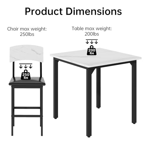 5-Piece Counter Height Dining Table Set with 4 Upholstered Bar Stools
