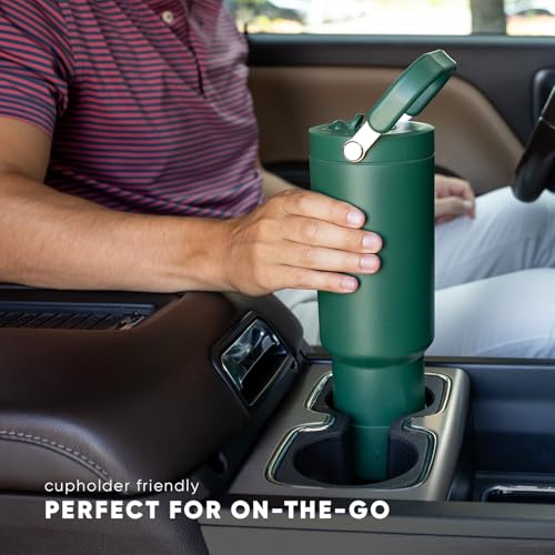 Simple Modern Trek Pivot | 40oz Flip Straw Tumbler with Handle | Water Bottle & Boot | Interchangeable Straw & Chug Lids | Insulated Stainless Steel Jug | Gym Sports Outdoors | Almond Birch