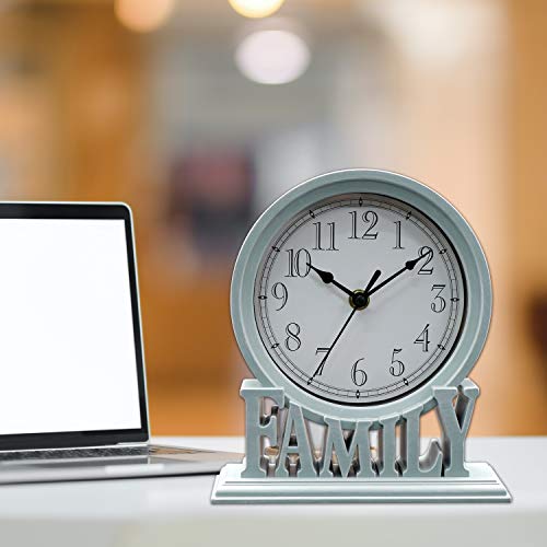 Vintage Style Non-Ticking Table Clock, Battery Operated Mantel Desk Clock