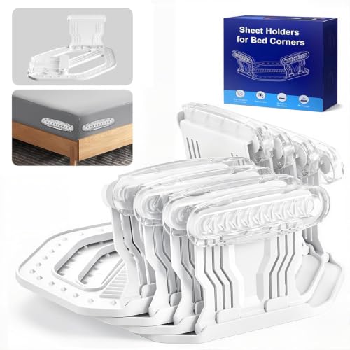 Heavy Duty Bed Sheet Holders with Dual-Side Lock Design - 4Pcs