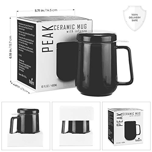 Tealyra 19oz Ceramic Tea Mug with Infuser & Lid - Large Heat-Resistant Coffee & Tea Cup