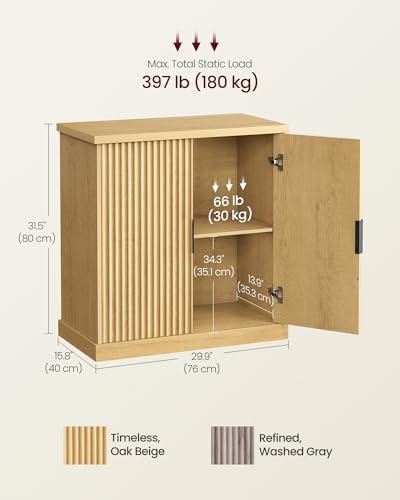 Fluted Buffet Cabinet with Adjustable Shelf - Mid-Century Modern Sideboard