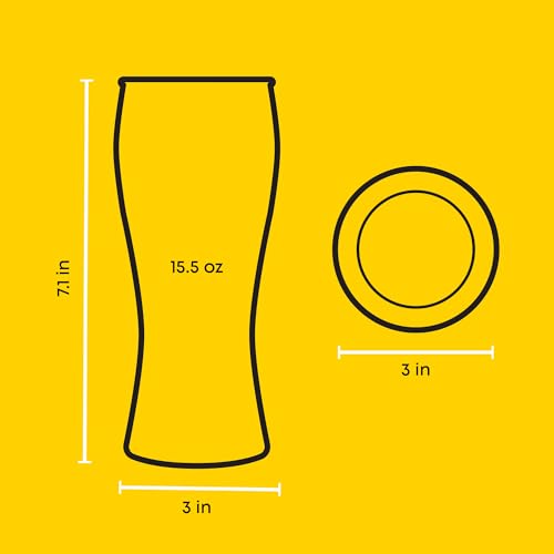 15.5oz Beer Glasses Set of 4, Craft Pilsner IPA Pint Glasses for Home Bar