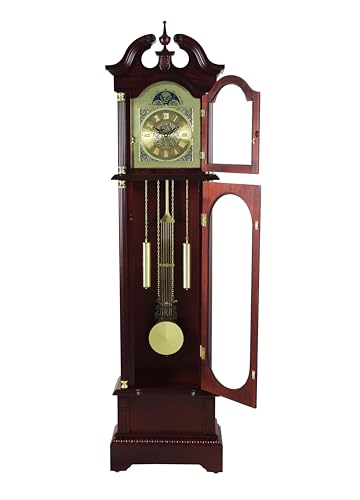 72 Inch Cherry Finish Grandfather Clock with Westminster Chime & Moon Dial
