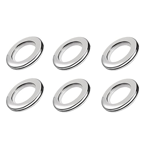 Plastic Curtain Grommets 1.5 Inch Inner Diameter, Silver Tone - 6 Pack