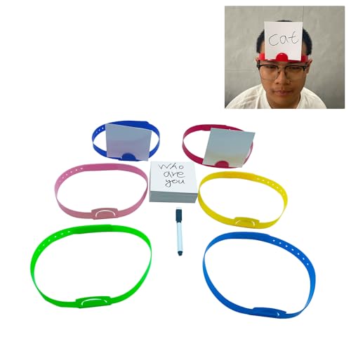 Family Guess Who Game Set with 6 Headbands, 100 Dry Erase Cards & Pen